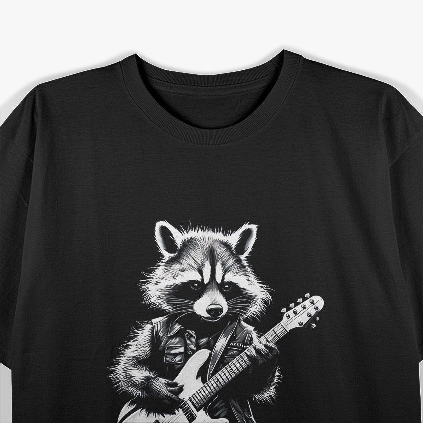 Rock Raccoon Playing Guitar - Funny Music Lover T-Shirt