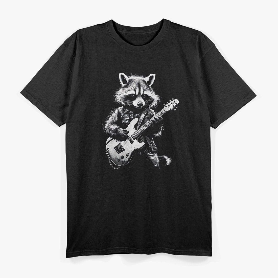 Rock Raccoon Playing Guitar - Funny Music Lover T-Shirt