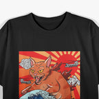 Catzilla Japanese Wave Funny Cat Monster T-Shirt