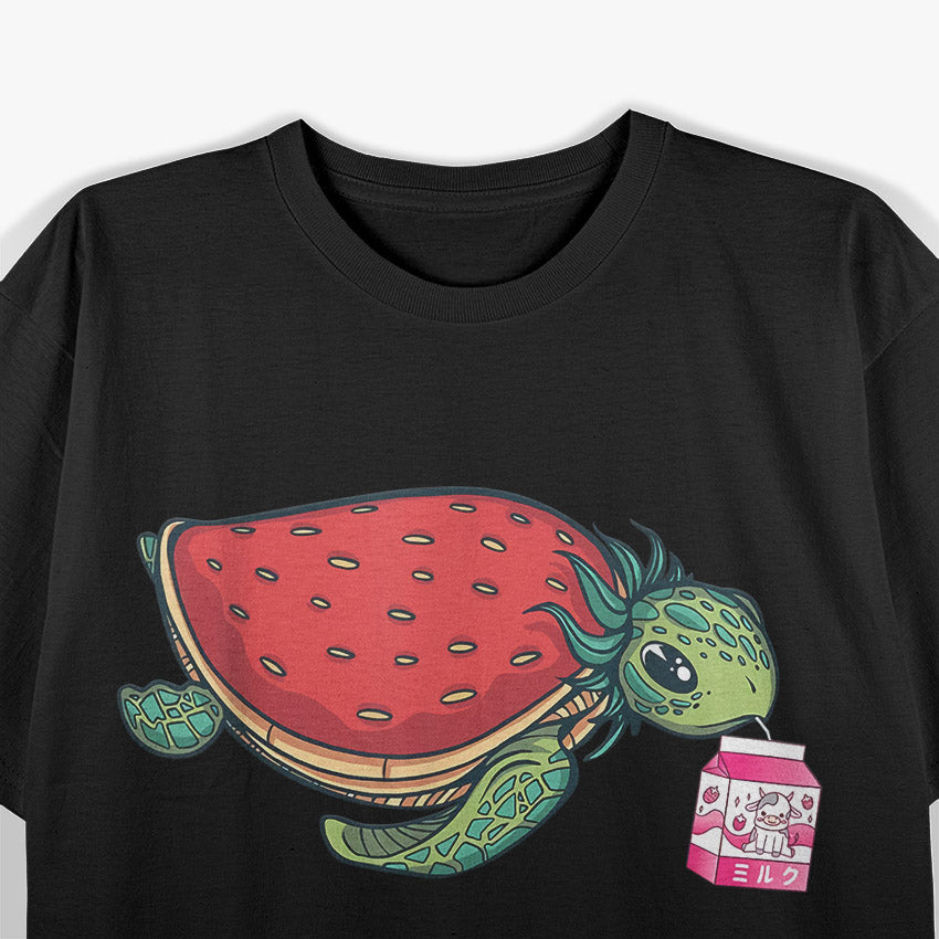 Turtle Drinking Strawberry Milkshake T-Shirt