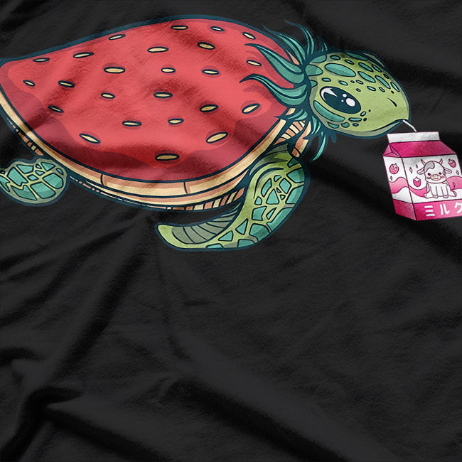 Turtle Drinking Strawberry Milkshake T-Shirt