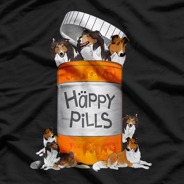Happy Pills Rough Collie - Funny Dog Lover T-Shirt