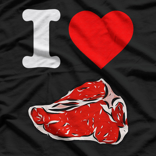 I Love Meat – I ❤️ Juicy Steak Meat Lover Premium Design T-Shirt