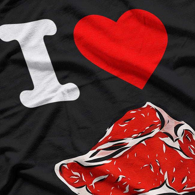 I Love Meat – I ❤️ Juicy Steak Meat Lover Premium Design T-Shirt