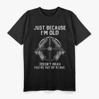 Funny Aging Humor – Out of Range Quote Graphic T-Shirt