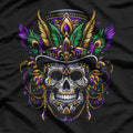 Mardi Gras Skull – Top Hat Retro New Orleans Festival T-Shirt