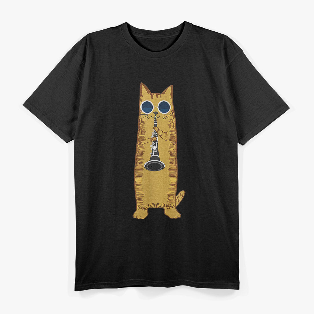 Cat Playing The Clarinet Cute Musical Kitty T-Shirt
