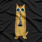 Cat Playing The Clarinet Cute Musical Kitty T-Shirt