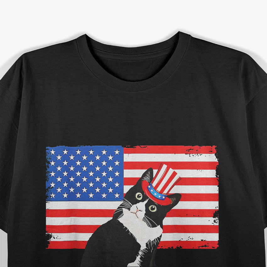 Tuxedo Cat - 4th of July Patriotic Fun T-Shirt