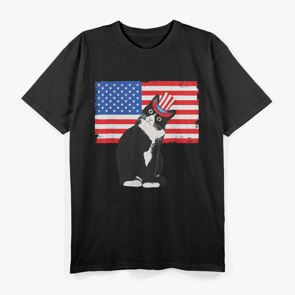 Tuxedo Cat - 4th of July Patriotic Fun T-Shirt