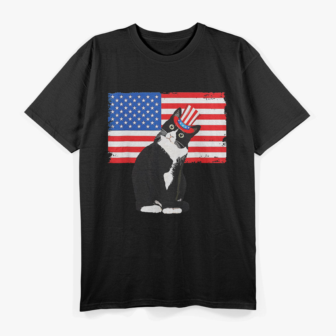 Tuxedo Cat - 4th of July Patriotic Fun T-Shirt