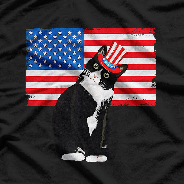 Tuxedo Cat - 4th of July Patriotic Fun T-Shirt