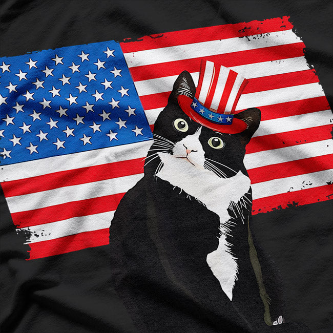 Tuxedo Cat - 4th of July Patriotic Fun T-Shirt