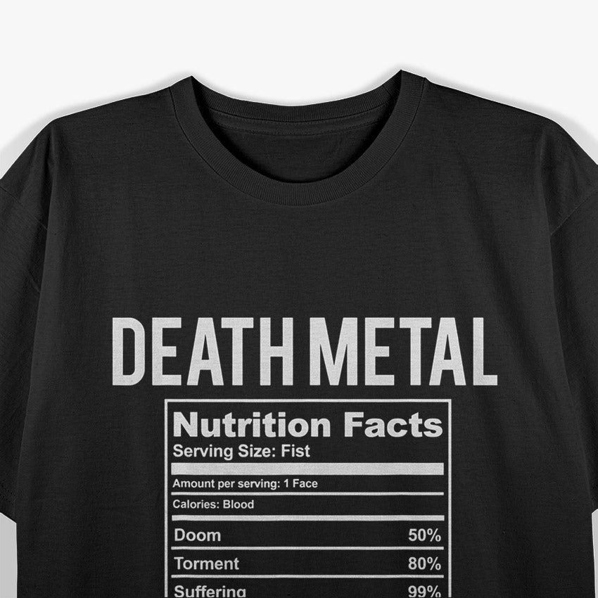 Brutal Death Metal Nutrition Facts Funny Concert Band Fan T-Shirt