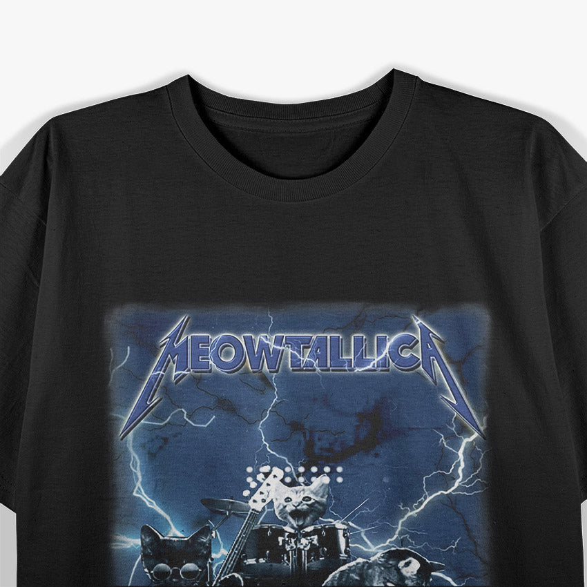 Meowtallica Funny Vaporwave Cat Metal Music Animal Lover T-Shirt