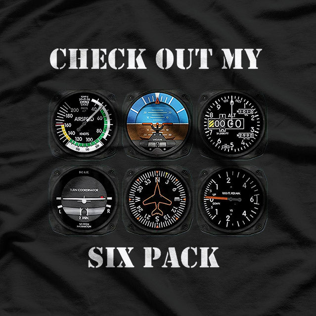 Pilot Aviation – Check Out My Six Pack Flying Airplane T-Shirt