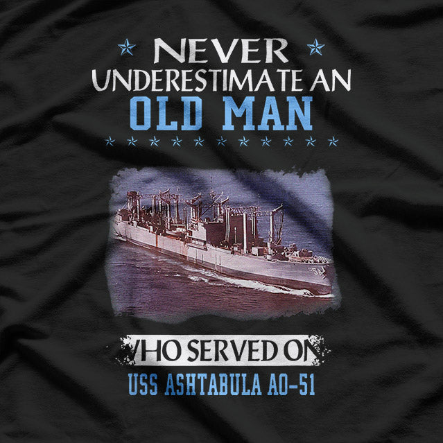 USS Ashtabula Never Underestimate an Old Man Navy Veteran T-Shirt