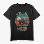 Live Ugly Fake Your Death - Funny Vintage Opossum T-Shirt