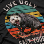 Live Ugly Fake Your Death - Funny Vintage Opossum T-Shirt