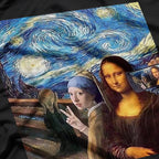 Monalisa, Girl with a Pearl Earring, The Scream, & Starry Night T-Shirt