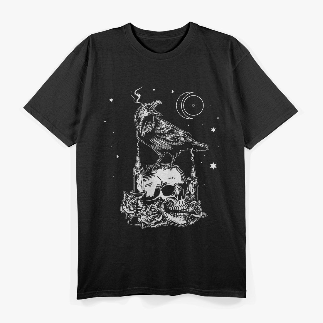 Black Crow Raven Skull Gothic Dark Art T-Shirt