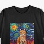 Orange Tabby Tiger Cat – Starry Night Colorful Artistic T-Shirt