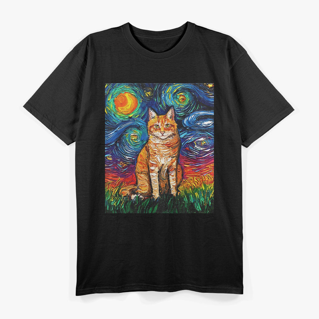 Orange Tabby Tiger Cat – Starry Night Colorful Artistic T-Shirt