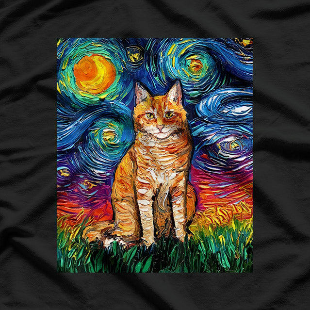 Orange Tabby Tiger Cat – Starry Night Colorful Artistic T-Shirt