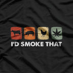 I’d Smoke That – Funny Meat BBQ Smoker Leaf Graphic T-Shirt