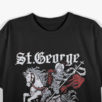 Medieval Knight vs Dragon Wall Art Print T-Shirt