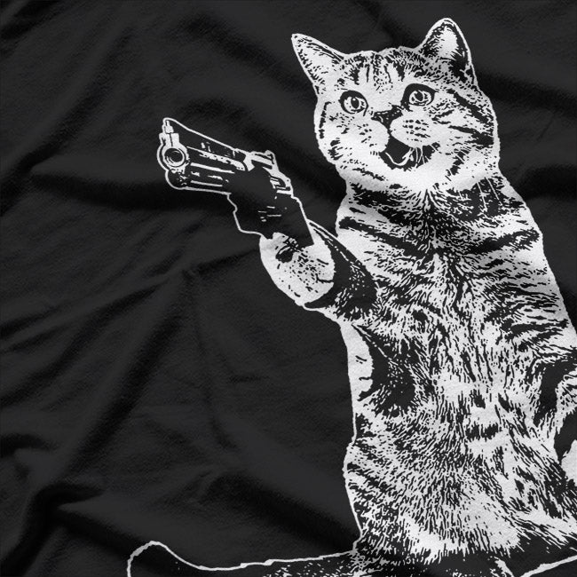 Gun Kitty Funny Cat Lover Tactical Meme Cool Pet Gift T-Shirt