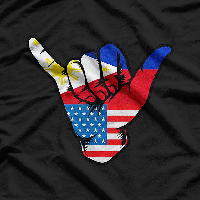 Half Filipino American Philippines USA Flag Pride T-Shirt