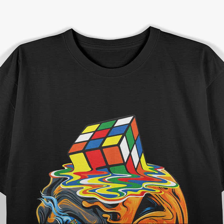 Melting Cube & Skull: Rubik’s Player Style T-Shirt