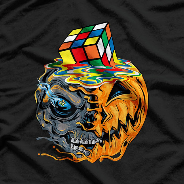 Melting Cube & Skull: Rubik’s Player Style T-Shirt
