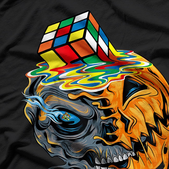 Melting Cube & Skull: Rubik’s Player Style T-Shirt