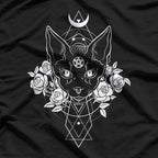 Sacred Geometry Wiccan Pagan Pentagram Cat Occult Art T-Shirt