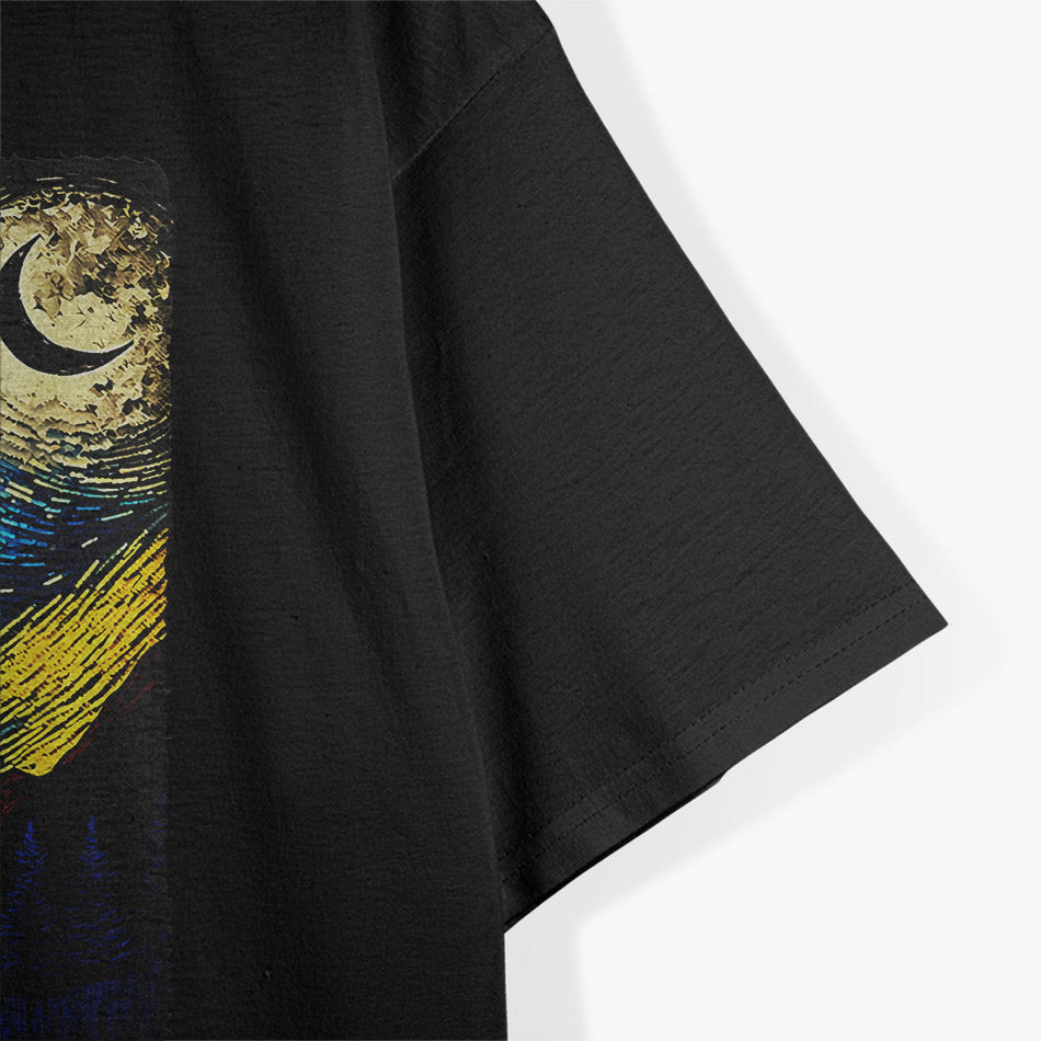 Raccoon Howling at the Moon – Starry Night Van Gogh-Inspired T-Shirt