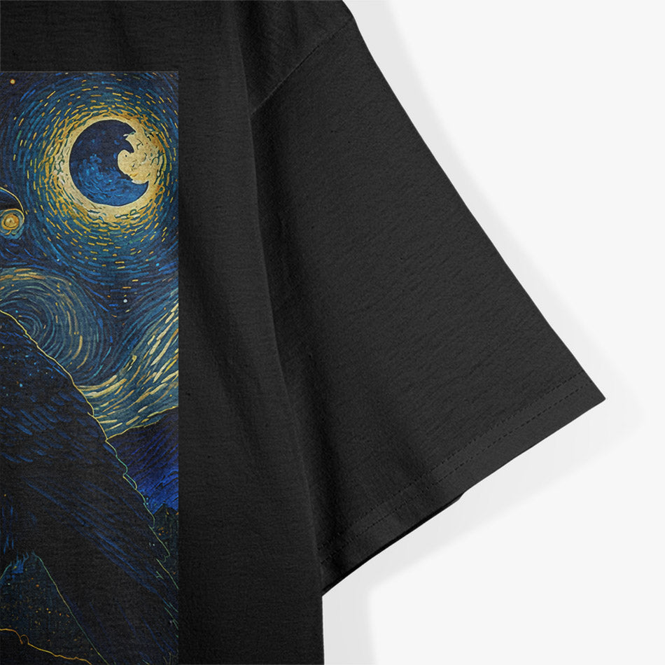 Raven Starry Night Style – Van Gogh Crow Lover Aesthetic T-Shirt
