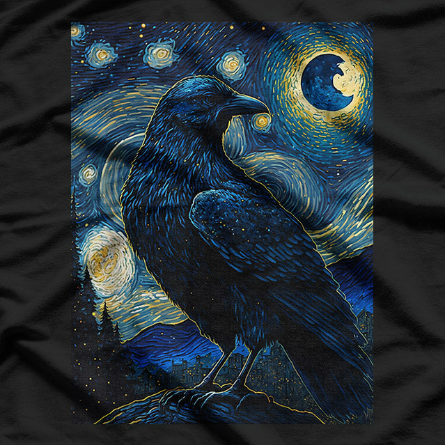 Raven Starry Night Style – Van Gogh Crow Lover Aesthetic T-Shirt