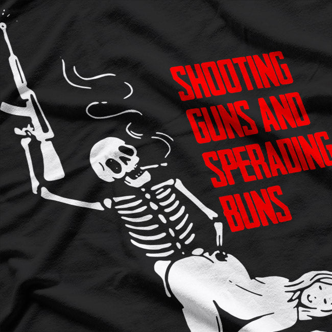 Shooting Guns and Spreading Buns – Funny BBQ & Firearms Lover T-Shirt