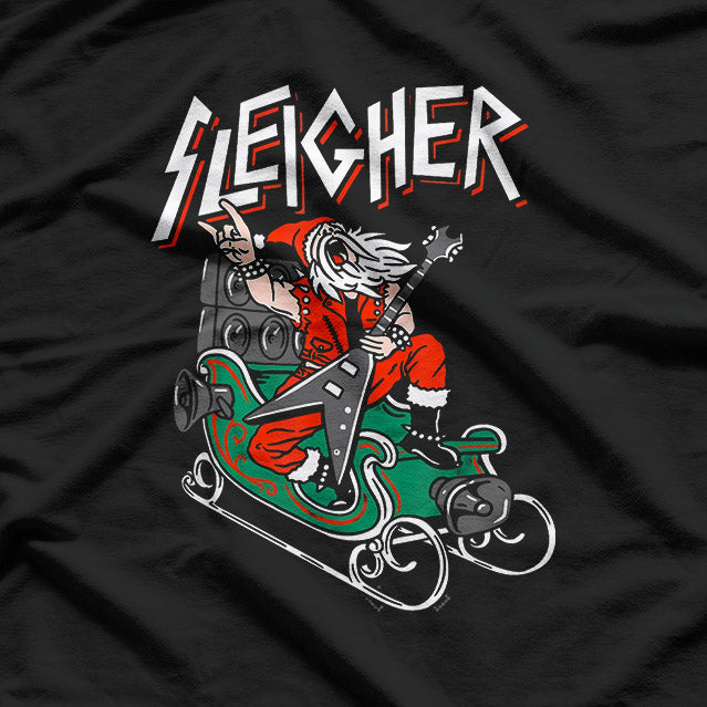 Ugly Christmas Sweater Sleigher Heavy Metal Santa T-Shirt