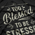 Too Blessed to Be Stressed Funny Positive Inspirational Saying T-Shirt