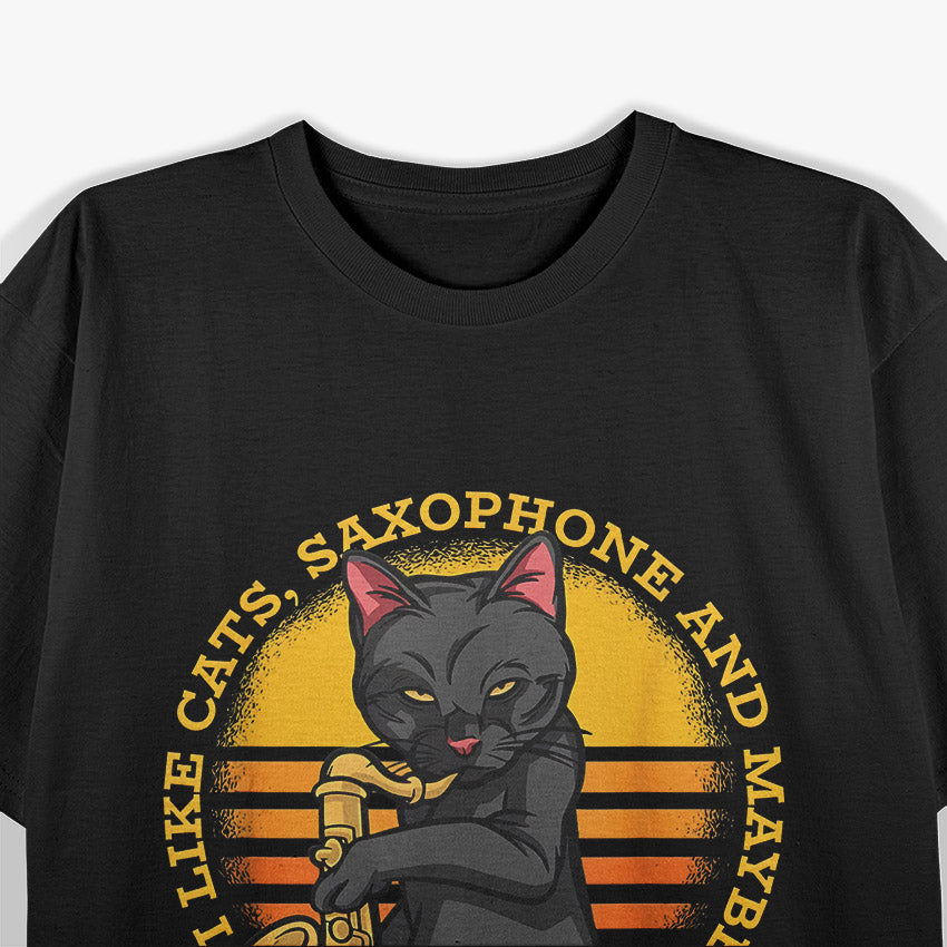 Cat with Saxophone - Music Lover's Purrformance T-Shirt