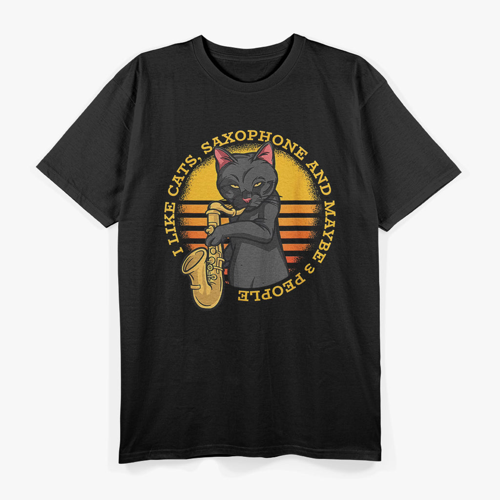 Cat with Saxophone - Music Lover's Purrformance T-Shirt