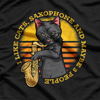 Cat with Saxophone - Music Lover's Purrformance T-Shirt