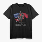 Distressed Deus Vult Crusader – God Wills It Medieval T-Shirt