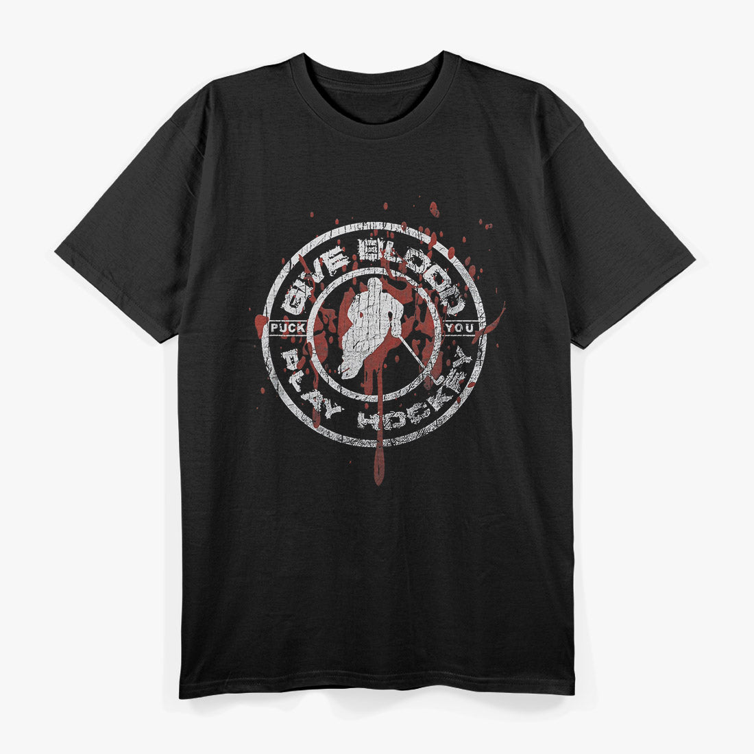 Give Blood Play Hockey Funny Ice Hockey Player Graphic T-Shirt