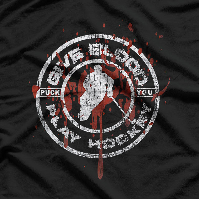 Give Blood Play Hockey Funny Ice Hockey Player Graphic T-Shirt