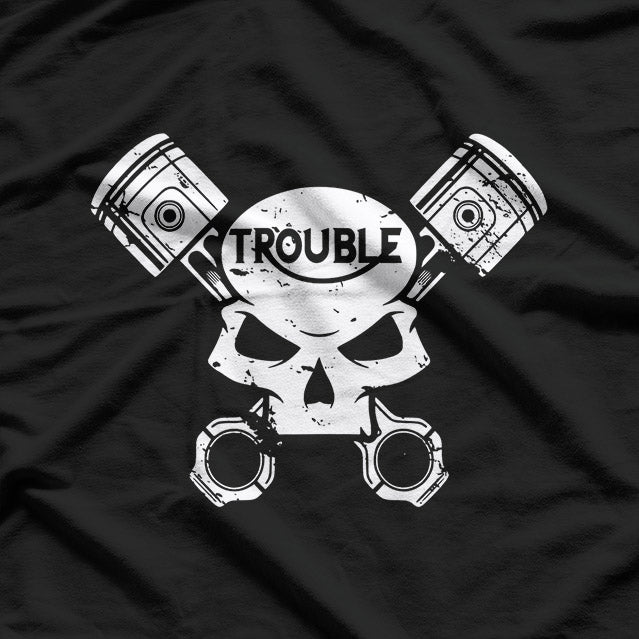Motorcycle Skull and Pistons, Motorcycle Enthusiast T-Shirt