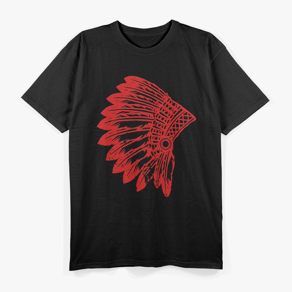 Feather Headdress Inspired Indigenous Heritage Graphic T-Shirt